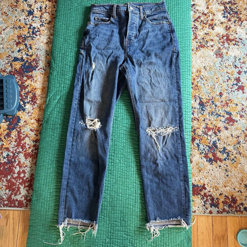 Old Navy Straight High Rise Jeans Medium Wash Blue Denim Size 2 Women Classic